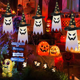 Halloween Decorations Outdoor, 5 PCS Hanging Lighted Glowing Ghost Witch Hat Outdoor Ornaments, Halloween Decor for Party Home Tree Garden Yard Party Favors