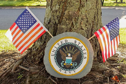 Red Carpet Studios Military Garden Stone with Flags, 10", United States Navy