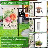 Garden Flag Stand Holder with Shepherd Hooks for 28 x 40 Flag, 63 Inch Height with 3/4 Inch Extra Thick Heavy Duty Garden Flag Pole with 4 Prong Base for Outside Home Yard Patio Decor