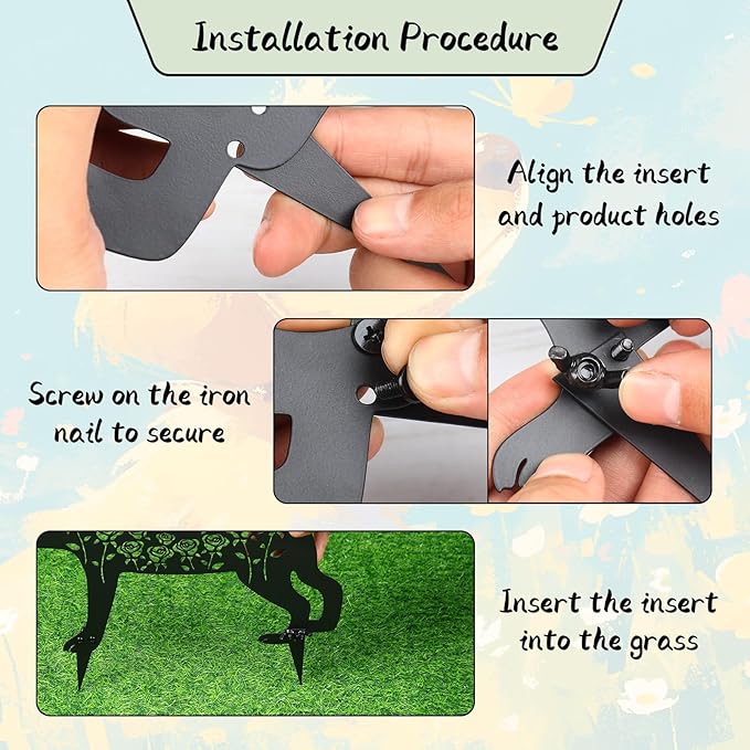 2 Pcs Black Dog Silhouette Cute Metal Dog Decor for Dog Lovers Decorative Garden Stakes for Yard Garden Lawn Outdoor Decorations (Dog)
