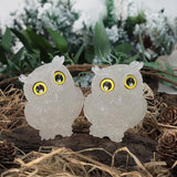 Nupuyai 3 inches Orgone Resin Crystal Chips Tumbled Stone Owl Statue, Mini Hand Carved Stone Crystal Animal Figurines for Tabletop Indoor Outdoor, Rock Quartz