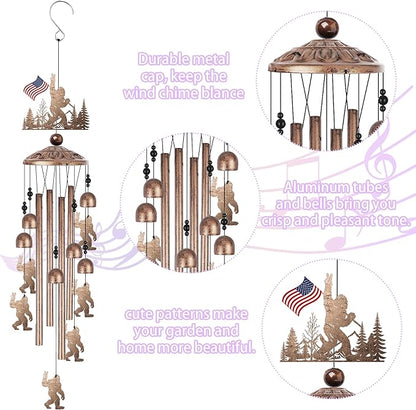 Bigfoot Wind Chime for Outside: Big Foot Gifts for Women Men, Metal Sasquatch Wind Chime Yard Art, Soothing Home Garden Patio Outdoor Indoor Decor