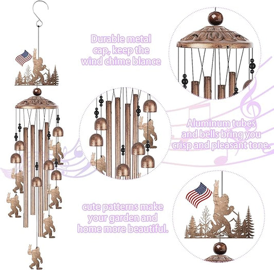 Bigfoot Wind Chime for Outside: Big Foot Gifts for Women Men, Metal Sasquatch Wind Chime Yard Art, Soothing Home Garden Patio Outdoor Indoor Decor