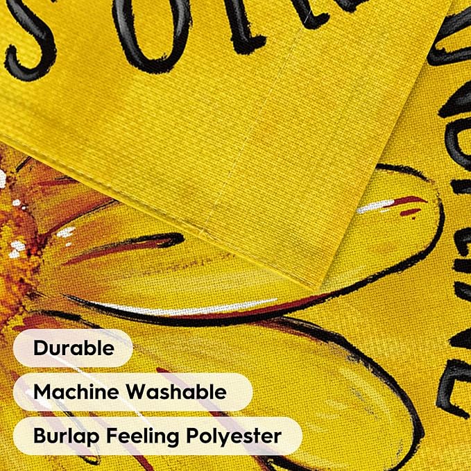 AVOIN colorlife Hello Sunshine Garden Flag 12x18 Inch Double Sided Outside, Summer Spring Floral Daisy Yard Outdoor Flag Yellow