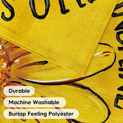 AVOIN colorlife Hello Sunshine Garden Flag 12x18 Inch Double Sided Outside, Summer Spring Floral Daisy Yard Outdoor Flag Yellow