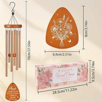 Aunt Wind Chimes for Outside, Gifts for Aunt Windchimes Outdoors for Patio Porch Garden Yard Hanging, Mothers Day Birthday Gifts for Women Aunts from Niece Nephew