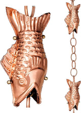 Good Directions 487P-8 Fish Rain Chain - 8.5 ft., with 4 Large Figures, Large Cups 100% Pure Copper