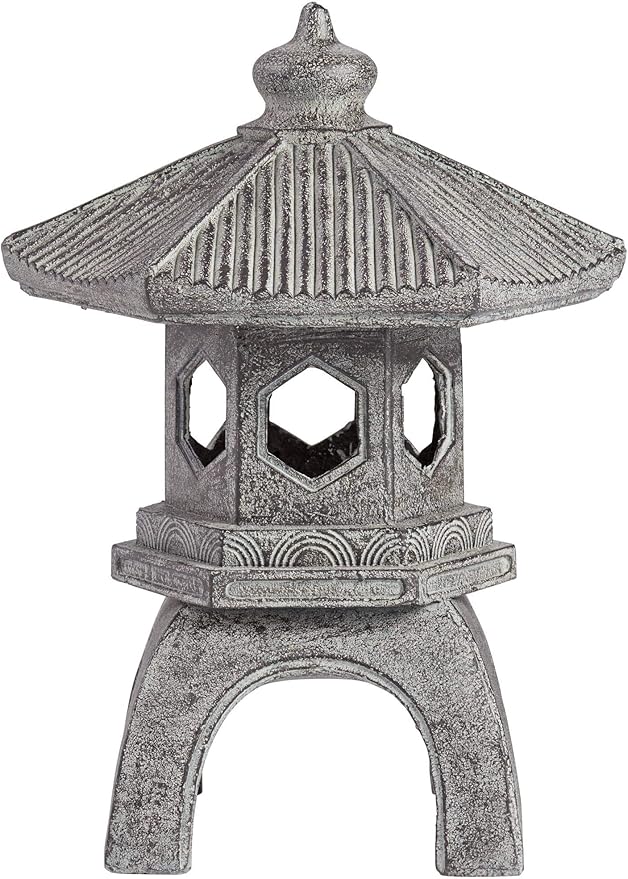 John Timberland Pagoda Statue Sculpture Asian Japanese Garden Decor Indoor Outdoor Front Porch Patio Yard Outside Home Balcony House Exterior Lawn Gray Old Faux Stone Finish Resin 16 1/2" Tall