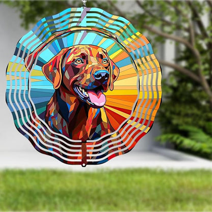Labrador Retriever Wind Spinner Dog Memorial Gifts, Vibrant 3D Kinetic Aluminum Metal Yard Art, Loss of Dogs Sympathy Gifts, Hanging Outdoor Garden Decor, 8" Wind Sculptures for Patio, Porch (LR 3)