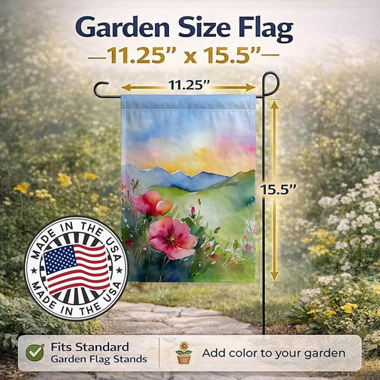 Caroline's Treasures North Dakota Wild Prairie Roses in Watercolor Garden Flag Mailbox Flag Decorative Yard Flag Banner Outside Patio Artwork Yard Flower Beds, Garden Size, Multicolor