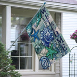 Home Decorative Welcome Summer Coastal House Flag, Nautical Beach Garden Yard Tropical Conch Starfish Shells Outside Decoration, Blue Ocean Sea Outdoor Large Decor Double Sided 28x40