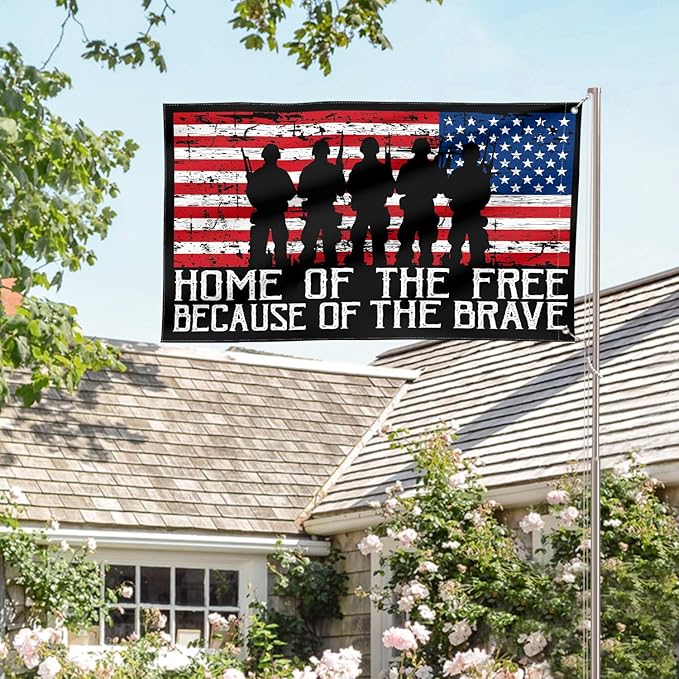 AVOIN colorlife Memorial Day Patriotic House Flag 3x5 FT Double Sided, Veteran USA flag 4th of July Independence Day Large Banner Yard Outdoor Flag