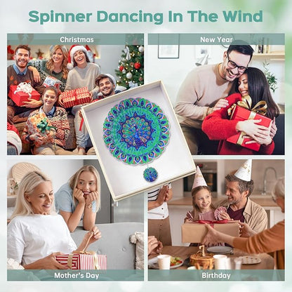 Wind Spinners Outdoor, IDEA SHOW 12In Stainless Steel Wind Spinners Outside, 3D Kinetic Hanging Sculpture, Rustproof Metal Garden Decor Ornaments for Yard Art, Women, Men, Holidays