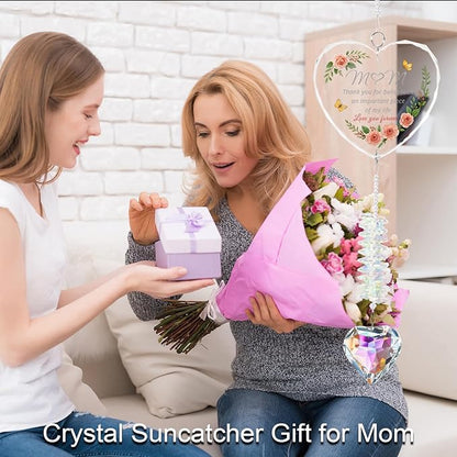 Crystal Suncatcher Gift for Mom, from Daughter or Son, Sentimental Window Hanging Ornament, Birthday Gifts for Women