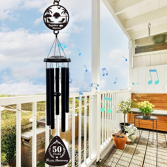 50th Anniversary Wedding Gifts for Couple,37" Golden Wedding Anniversary Wind Chimes, Unique 50 Years Marriage Keepsake for Parents Grandparents Wife Husband Friends(Beach Life)