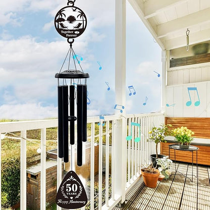 50th Anniversary Wedding Gifts for Couple,37" Golden Wedding Anniversary Wind Chimes, Unique 50 Years Marriage Keepsake for Parents Grandparents Wife Husband Friends(Beach Life)