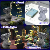 Solar Garden Decor Elephant Statue with LED String Lights, Waterproof Outdoor Decorative Elephant Figurine, Gardening Gifts for Women Mom Grandma, Unique Yard Art for Patio, Balcony, Lawn