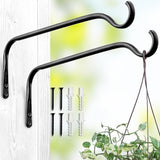 Lifyzoon Durable Plant Hangers Brackets: 2 Pack 12 Inch Outdoor Metal Hanging Plant Brackets - Rustproof Wall Hooks for Hanging Flower Basket Bird Feeders Wind Chimes and Lanterns