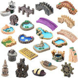 Grey Stone Arch Bridge Miniature Fairy Garden Accessories - Miniature Pond Lawn Garden Ornament Figurines, Mini Lighthouse Water Well Bridge Figurines, Micro Landscape Ornaments for DIY Kit