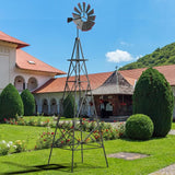 Tangkula 8.3FT Windmill Yard Garden Metal Ornamental Wind Mill Weather Vane Weather Resistant (Grey)