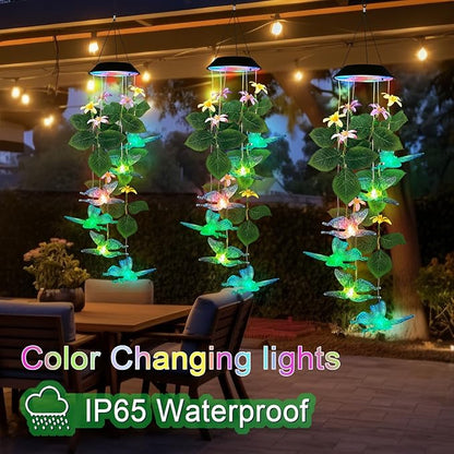 Butterfly Solar Wind Chimes Outside,Color Changing Solar Lights Dangler Mobiles for Outdoor,Hanging Decoraition for Patio,Porch,Yard,Gifts for Women