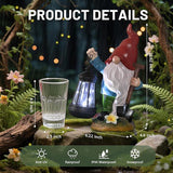 Gnome Garden Decor Statue with Lantern, Solar Gnomes Outdoor Decorations with LED Lights, Lawn Decor Yard Ornament for Patio Balcony, Valentine's Day Birthday Gift for Mom Grandma