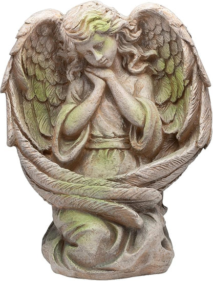 Alpine Corporation 19" Tall Old World Guardian Angel Outdoor Garden Statue