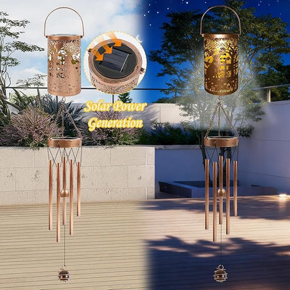 German Shepherd Solar Wind Chimes for Outside - Dog Decor Gifts Outdoor Solar Lantern Wind Chimes, Metal Decorative Hanging Lights for Patio Porch Yard Lawn