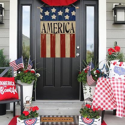 4th of July House Flags for Outdoor, Patriotic American Flag Large Yard Flag,Seasonal Decorative Decorations for Summer 250th Years America Anniversary Holiday Outside 28x40 Inch Double Sided