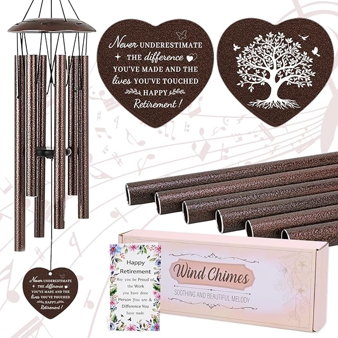 Retirement Gift for Woman Men - Metal Tree of Life Wind Chimes Outside Patio Garden Porch Hanging Art Decor Happy Retirement Gifts for Women Grandma Grandpa Coworker Teacher Nurse Friends