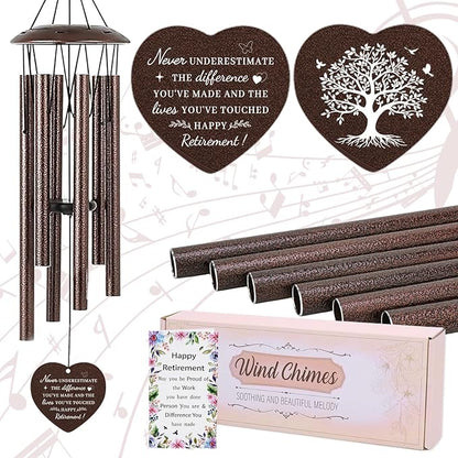 Retirement Gift for Woman Men - Metal Tree of Life Wind Chimes Outside Patio Garden Porch Hanging Art Decor Happy Retirement Gifts for Women Grandma Grandpa Coworker Teacher Nurse Friends