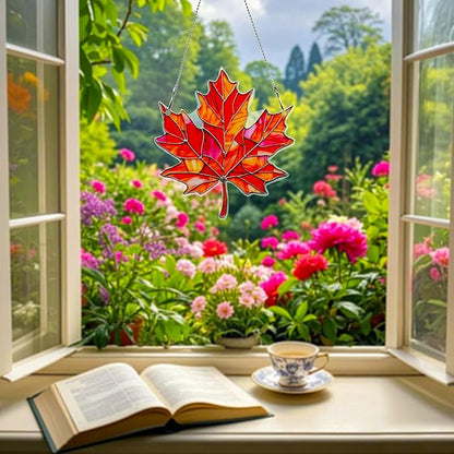 Maple Leaf Fall Ornaments Colorful Window Hanging Decorations Home Wall Decor for Indoor Outdoor