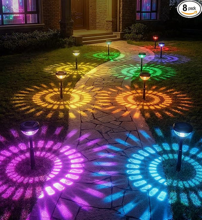 Ensenior 8 Pack Solar Pathway Lights, Multicolor & Warm White LED, IP65 Waterproof, Garden Back Yard Solar Lights Outdoor Decorative