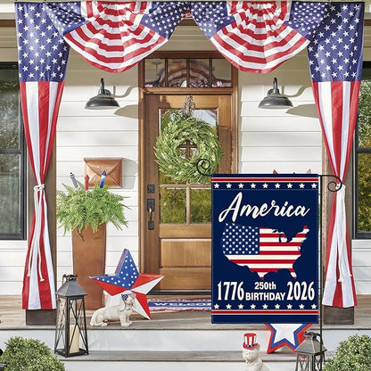 AVOIN colorlife 1776-2026 America 250th Anniversary Patriotic Garden Flag 12x18 Inch Double Sided Outside, 4th of July American 250 Years Yard Outdoor Decoration