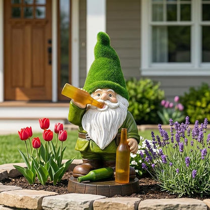 Topadorn Solar Gnome Garden Decor, Garden Gnome Sculptures with Solar LED Lights, 12'' Resin Outdoor Figurine for Yard Patio Decor Lawn Ornaments Porch Gifts