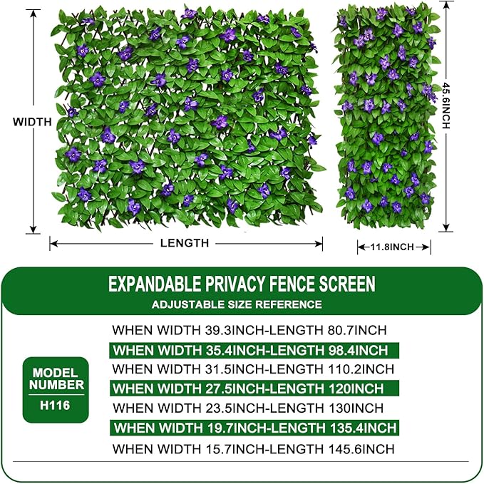 Expandable Fence Privacy Screen for Balcony Patio Outdoor,Decorative Faux Ivy Fencing Panel,Artificial Hedges (Single Sided Leaves)…3