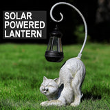 Laughing Cat Figurine with Solar-Powered LED Light, 15.7 Inches Tall Marble, Perfect for Gift Garden Decor or Housewarming for Cat Lovers.