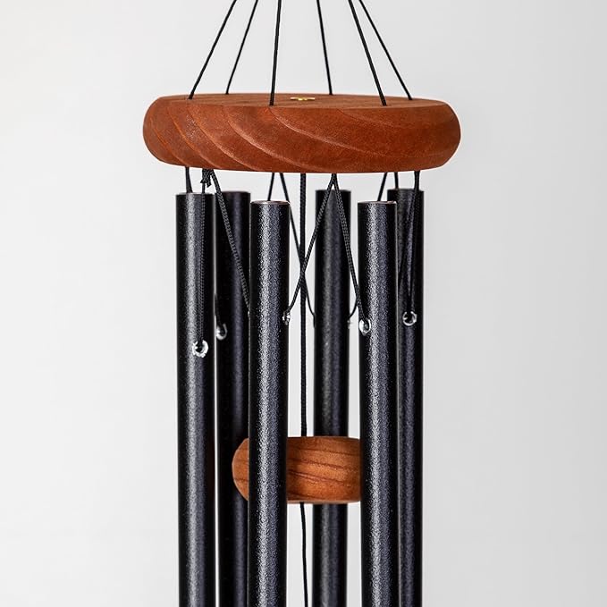 Festival 18-inch Redwood Wind Chime in Black by Wind River for Patio, Backyard, Garden, and Outdoor décor. Made in The USA