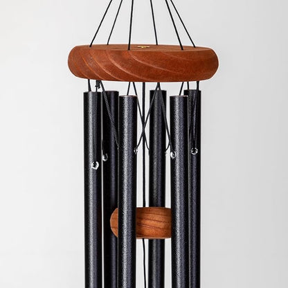 Festival 18-inch Redwood Wind Chime in Black by Wind River for Patio, Backyard, Garden, and Outdoor décor. Made in The USA