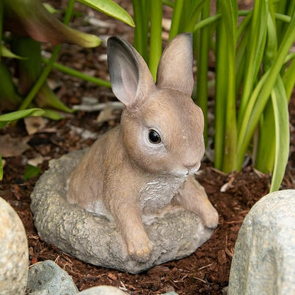 Zingz & Thingz Outdoor Garden Cottage Core Collection Miniature Sculpture, 5.5x5.5x6.25, Curious Bunny