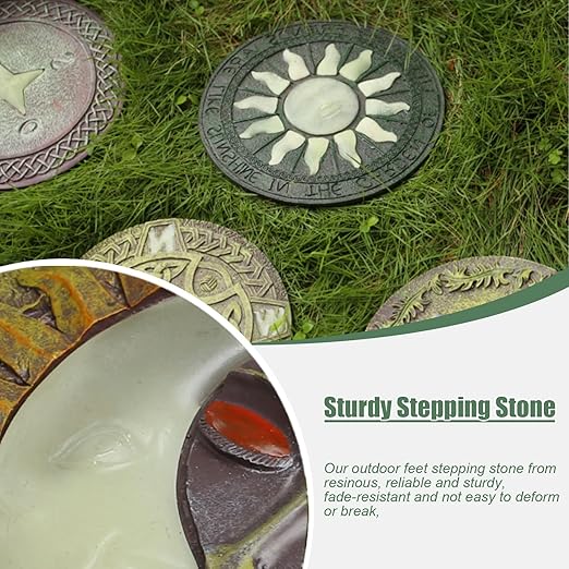 Kunovo Luminous Garden Stepping Stone, Retro Style Outdoor Backyards Pathway Décor Step Stones, Weatherproof Garden Landscaping Decorative Stone (Size : Style2), 58741