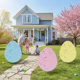 DoubleFill 3 Pcs Easter Decorations Outdoor 3D Metal Easter Eggs Tulip Yard Signs Decorative Garden Stakes Eggs Bunny Lawn Decorations Yard Decor for Spring Lawn Pathway Garden (Spotted Style)
