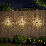 4 Pack Large Solar Fence Lights Metal Solar Powered Outdoor Wall Deck Step Lights Mandala Theme Waterproof Fence Light for Garden Post Patio Backyard Yard Decor, Gardening Gifts for Women Mom Grandma