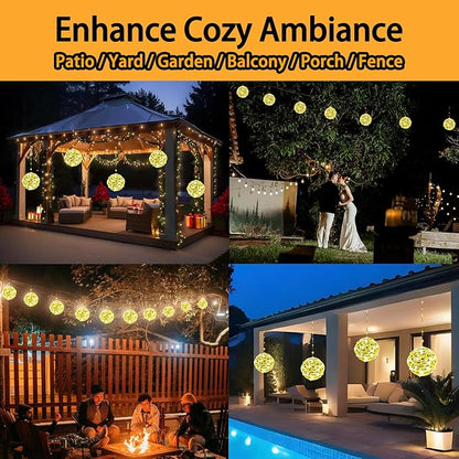 Solar Christmas Ball Lights - 160LED Outdoor Tree Globe String Lights, 8 Modes Waterproof Sphere Lantern Lights, Christmas Decor for Tree Garden Porch (Warm White, 4pack)