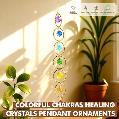 7 Chakras Healing Crystals Hanging Chakra Wall Decor Pendant Ornaments 7-Color 20 mm Crystal Balls for Wind Chimes, Hanging Sunlight Catcher, Window Ornament, Meditation, Fengshui, Yoga