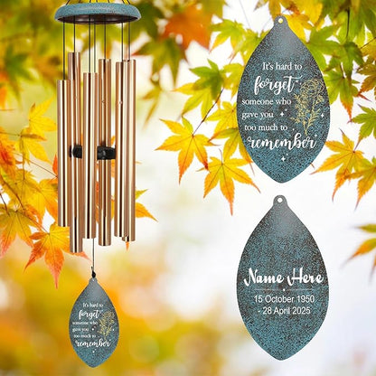 ASTARIN Personalized Wind Chimes Memorial, Customized Sympathy Gifts Wind Chime, 35inch Commemorative Wind Chime Deep Tone for Loss of Loved Daddy/Mom/Son for Condolences/Funeral, Produced in USA