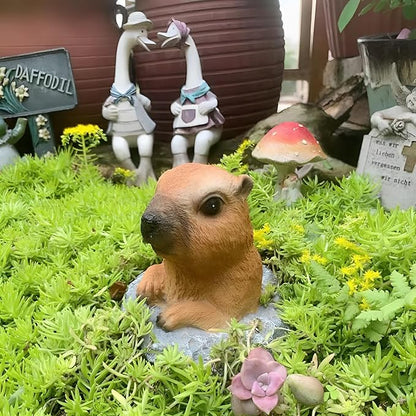 Groundhog Garden Statue 5.2 Inch - Outdoor Lawn Decor Animal Figurine for Yard Patio Flower Bed, Weather Resistant Resin Sculpture, Spring Gardening Gift