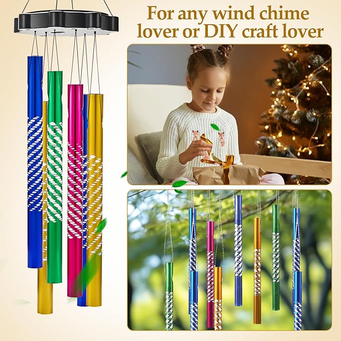 Toddmomy 150 Pcs Aluminum Wind Chime Tubes for Crafts, 3.14" Metal Replacement Parts for DIY Garden Patio Hanging & Chime Repair Kit (Assorted Color)