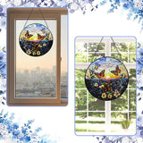 Stained Glass Window Hanging, 8 in Butterfly Sun Catchers, Diamond Glass Panel Landscape Suncatcher for Home Decor - Gift for Women Mother's Day Christmas