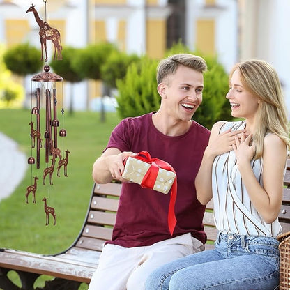 Giraffe Gift Wind Chimes for Outside, Outdoors Metal Giraffes Windchimes with S Hook for Birthday Home Patio Porch Backyard Yard Garden Decoration, Memorial Giraffes Gifts for Women Men Mom Grandma